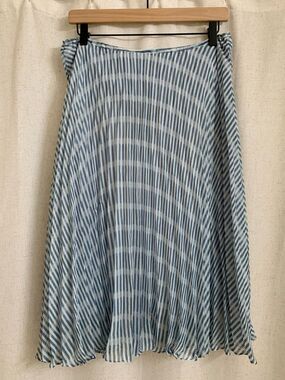 BB Dakota Accordion Striped Blue White A-Line Midi Skirt READ